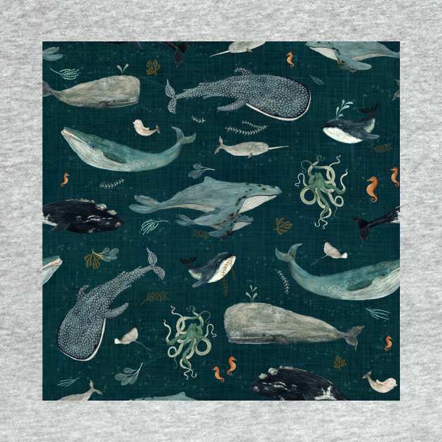 Whales midnight by katherinequinnillustration